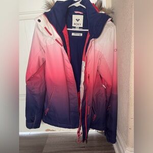 Roxy Red Navy Ombré Dry Flight Snow Jacket size L